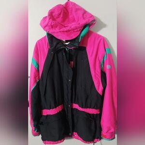Vintage The North Face Gore-Tex Mountain Parka w/ hood Neon Pink/black/mint